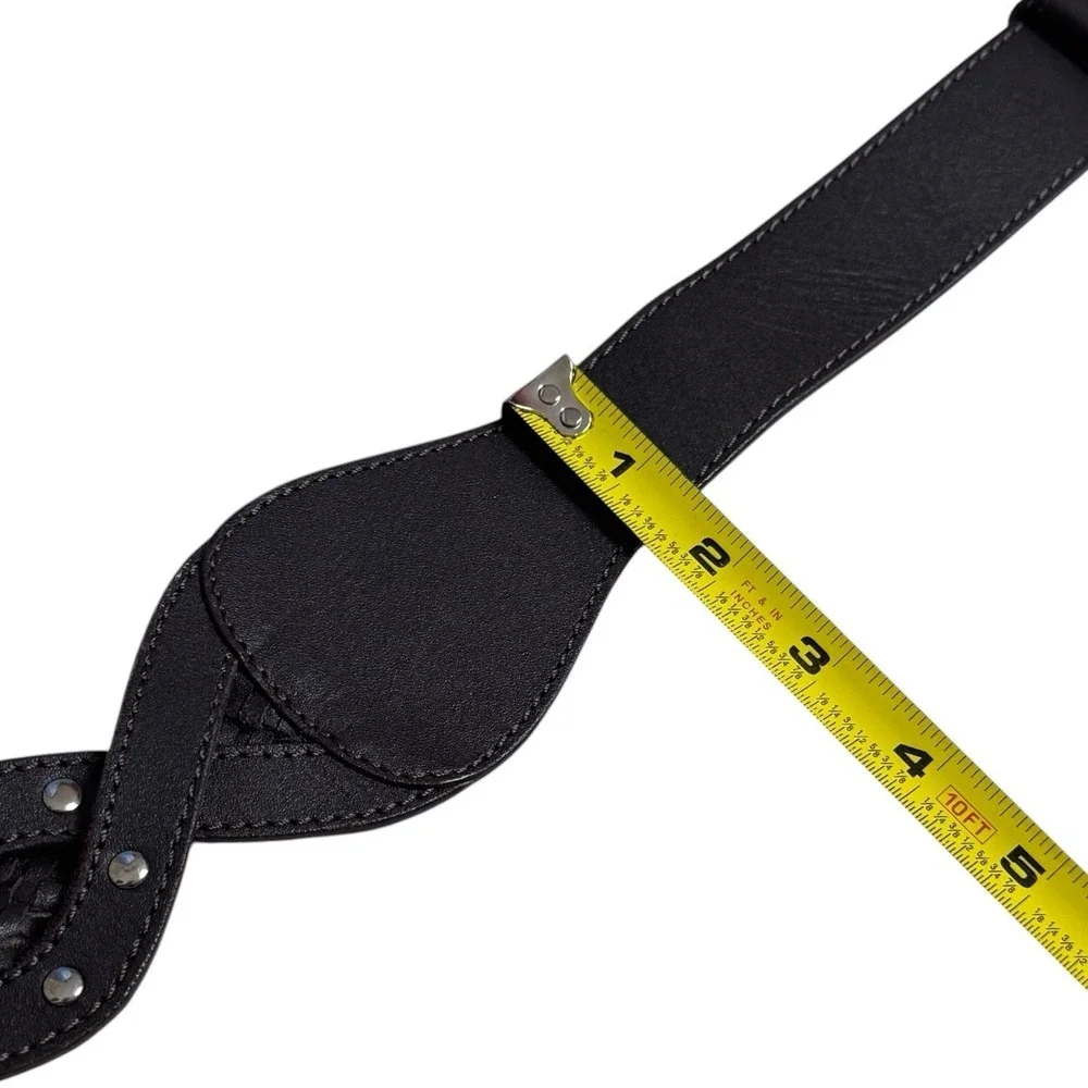 Chico's Genuine Leather Belt Silver And Gold Ornate Buckle Rodeo‎ Boho Luxury